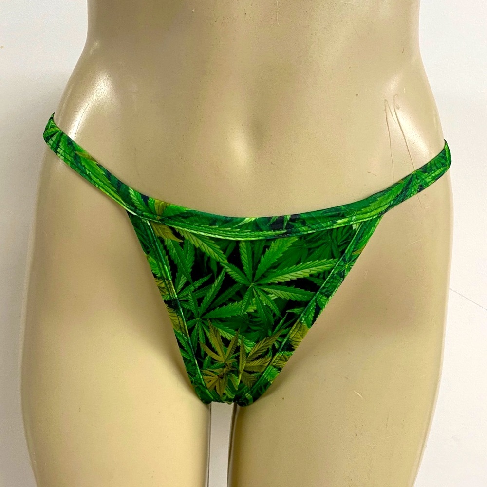 Thong Bikini -Cannabis Print / Handcrafted